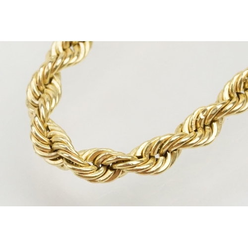 267 - 9ct gold rope twist chain necklace with a spring ring clasp. Hallmarked Sheffield to jump link. Meas... 