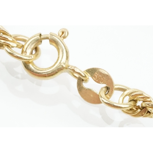 267 - 9ct gold rope twist chain necklace with a spring ring clasp. Hallmarked Sheffield to jump link. Meas... 