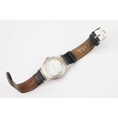 288 - Omega mid 20th Century RAF military wrist watch. The watch having a black face with white arabic num... 