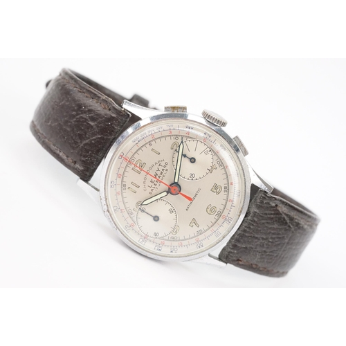 297 - 1940s Lewyt sales award chronograph wrist watch having a silvered dial with two subsidiary dials to ... 