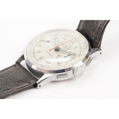 297 - 1940s Lewyt sales award chronograph wrist watch having a silvered dial with two subsidiary dials to ... 