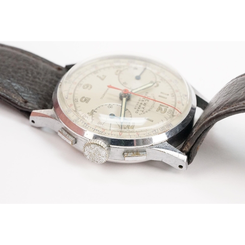 297 - 1940s Lewyt sales award chronograph wrist watch having a silvered dial with two subsidiary dials to ... 