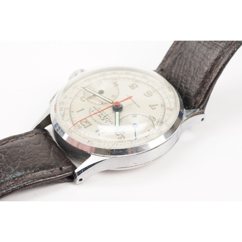 297 - 1940s Lewyt sales award chronograph wrist watch having a silvered dial with two subsidiary dials to ... 