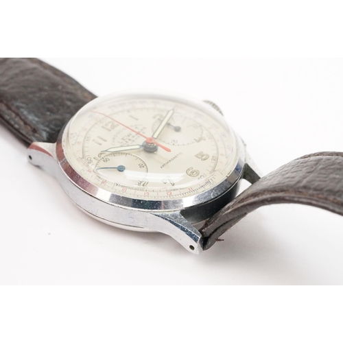 297 - 1940s Lewyt sales award chronograph wrist watch having a silvered dial with two subsidiary dials to ... 