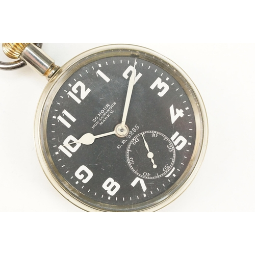 336 - Early 20th century Zenith WWI first world war pilots watch having a black face with white arabic num... 