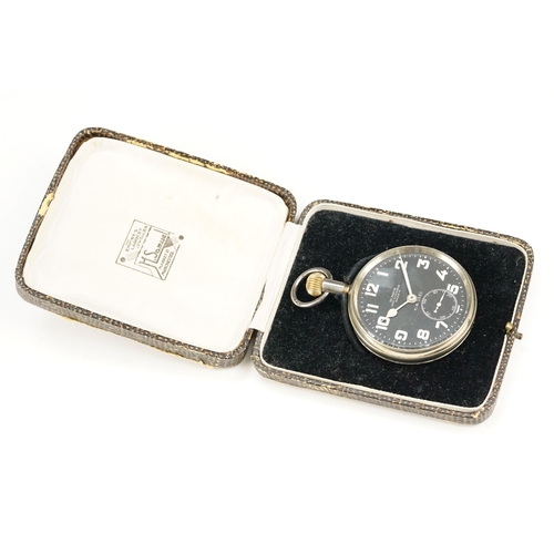 336 - Early 20th century Zenith WWI first world war pilots watch having a black face with white arabic num... 