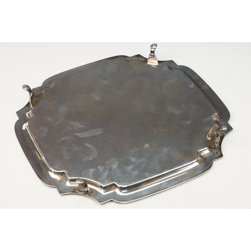 355 - 1960s silver hallmarked salver dish having a moulded rim raised on cab feet. Hallmarked Sheffield 19... 