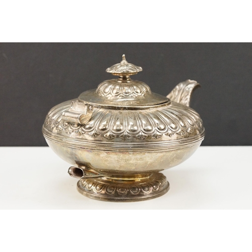 356 - 19th Century Victorian silver hallmarked teapot. The pot having gadrooned and acanthus leaf detailin... 