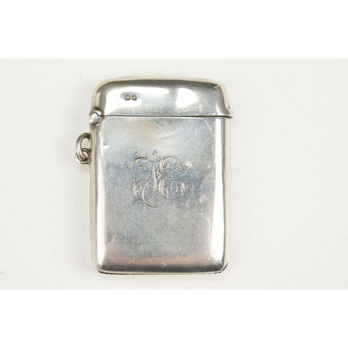 359 - Collection of silver and white metal items to include two silver hallmarked vesta cases, a silver pl... 