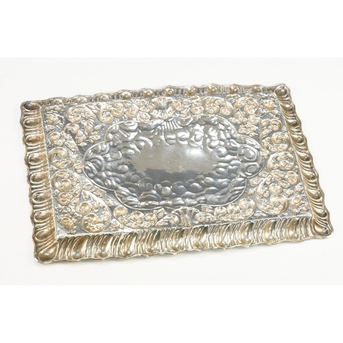 373 - Early 20th Century Edwardian silver tray having repousse scrolled foliate detailing (hallmarked Birm... 