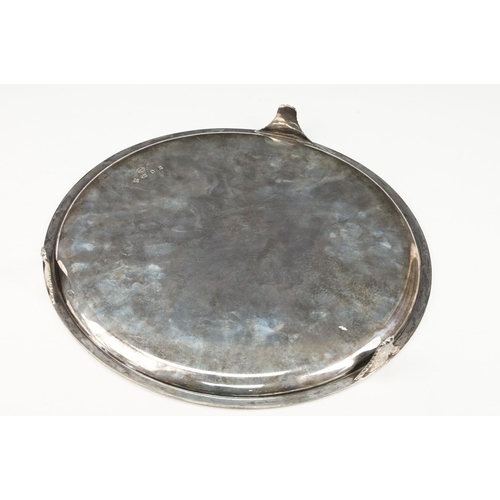 381 - Early 20th Century silver hallmarked tazza tray of round form with gadrooned rims raised on scrolled... 