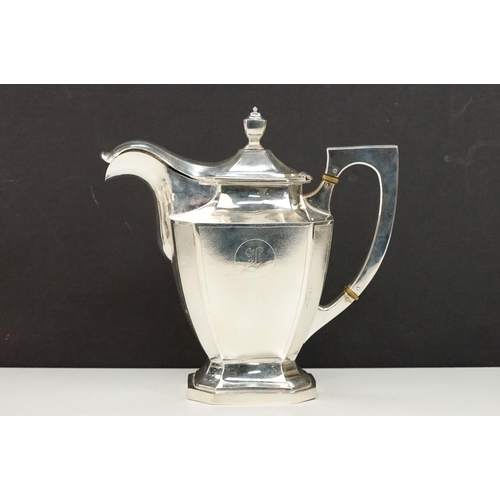 390 - Chinese silver tea service comprising teapot, hot water pot, cream jug and sugar bowl. All of hammer... 