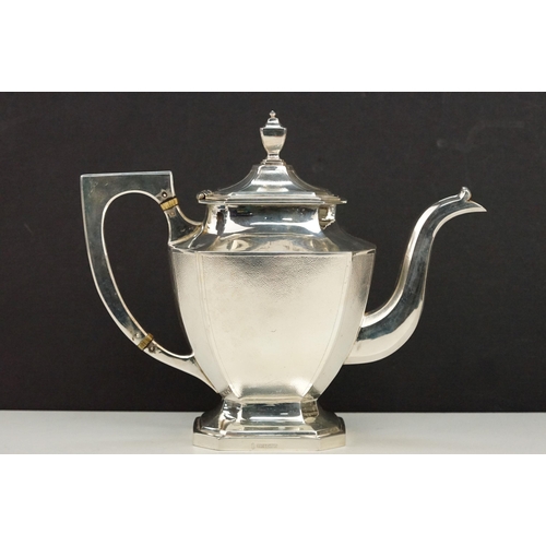 390 - Chinese silver tea service comprising teapot, hot water pot, cream jug and sugar bowl. All of hammer... 