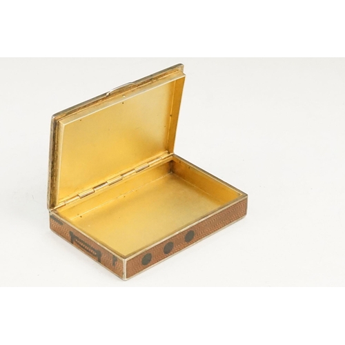 337 - Art Deco Austro Hungarian silver enamelled cigarette box. The box having brown guilloche enamelled t... 