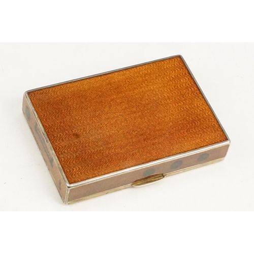 337 - Art Deco Austro Hungarian silver enamelled cigarette box. The box having brown guilloche enamelled t... 