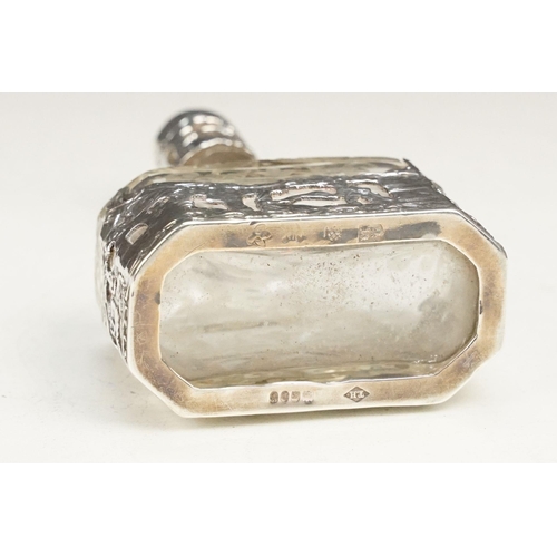 352 - Early 20th Century continental silver vinegar bottles. The bottle having hand etched glass bottles w... 