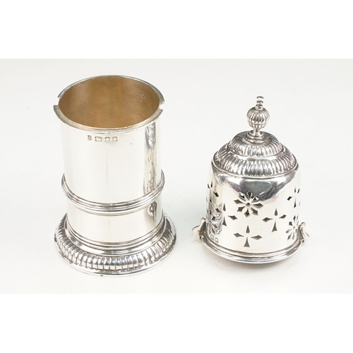 354 - 19th Century Victorian silver sugar sifter having a pierced top with gadrooned finial top and base. ... 