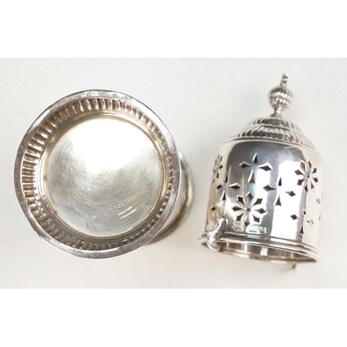 354 - 19th Century Victorian silver sugar sifter having a pierced top with gadrooned finial top and base. ... 