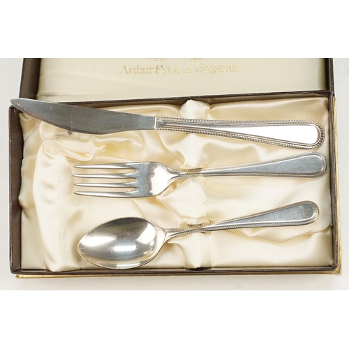 374 - Collection of cased silver hallmarked cutlery to include an Asprey knife, fork and spoon set (hallma... 