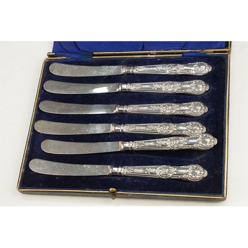 374 - Collection of cased silver hallmarked cutlery to include an Asprey knife, fork and spoon set (hallma... 