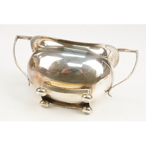 395 - 19th Century Victorian bachelors silver tea set comprising tea pot, sugar bowl and cream jug each ha... 