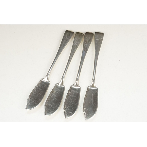 396 - Group of four Victorian silver hallmarked butter knives (hallmarked London 1873) together with a a s... 