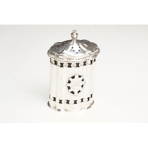 410 - 20th Century silver cruet including mustard pot, table salt and pepper pot all with blue glass liner... 