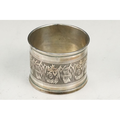 401 - Collection of silver to include a French silver napkin ring (minerva mark to rim), two hallmarked si... 