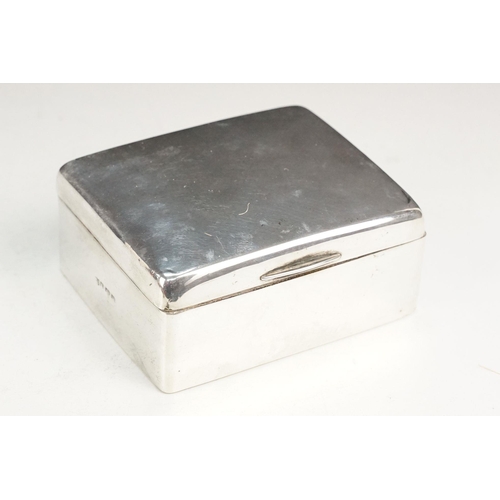 407 - Early 20th Century silver hallmarked cigarette box with wooden lining (hallmarked Birmingham 1919), ... 