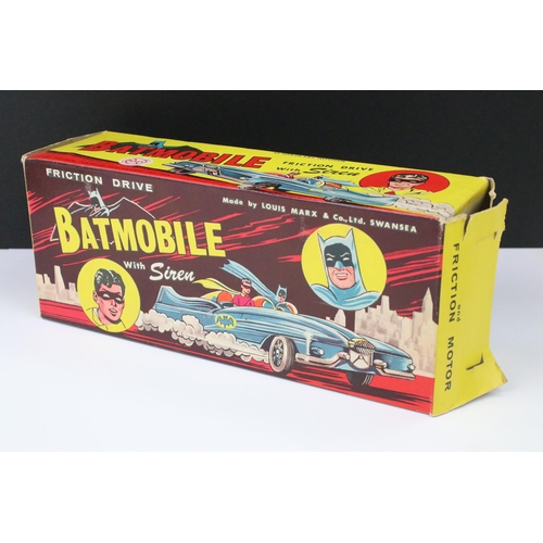 1 - Original boxed Louis Marx Friction Drive Batmobile with Batman & Robin figures, scarce model circa 1... 