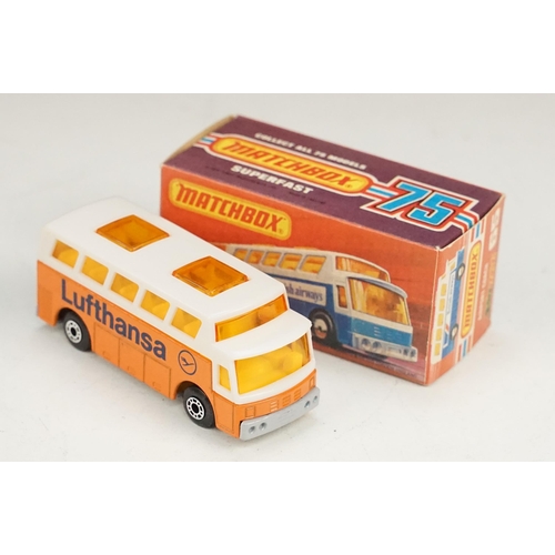 100 - 11 Boxed Matchbox 75 Series diecast models to include 6 x Superfast 65 Airport Coach (all colour or ... 