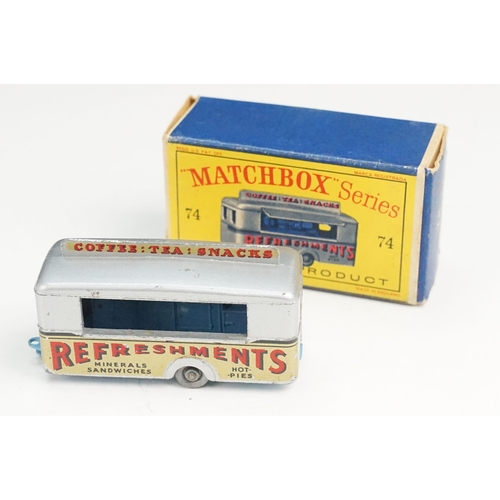 102 - Seven boxed Matchbox 75 Series diecast models to include 74 Mobile Canteen (paint chips) 34 Volkswag... 