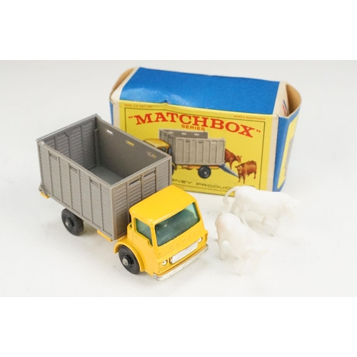 104 - 11 Boxed Matchbox 75 Series diecast models to include 62 TV Service Van, 37 Cattle Truck with figure... 