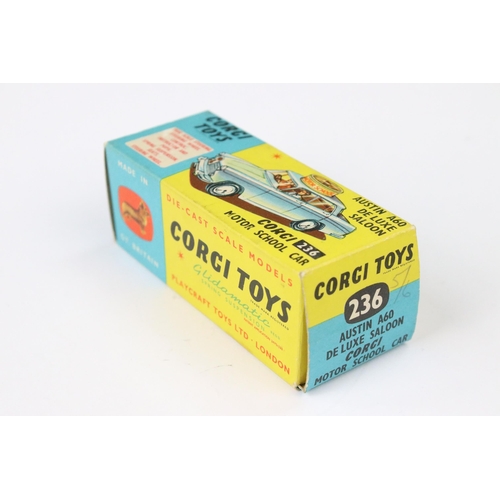 17 - Boxed Corgi 236 Austin A60 De Luxe Saloon Corgi Motor School diecast model, with Junior Highway Code... 