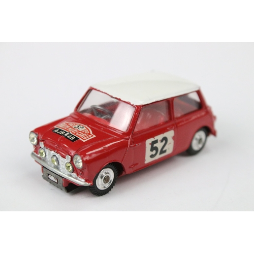 21 - Boxed Corgi 321 Monte Carlo BMC Mini Cooper S diecast model in red with white roof, race number 52, ... 