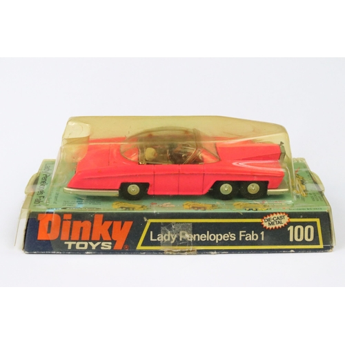 26 - Boxed Dinky 100 Lady Penelope's Fab 1 diecast model in florescent pink, with both Lady Penelope & Br... 