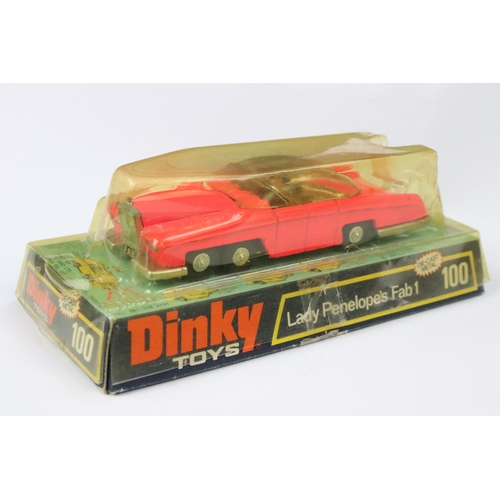 26 - Boxed Dinky 100 Lady Penelope's Fab 1 diecast model in florescent pink, with both Lady Penelope & Br... 