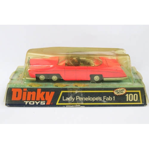 26 - Boxed Dinky 100 Lady Penelope's Fab 1 diecast model in florescent pink, with both Lady Penelope & Br... 