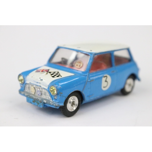 32 - Boxed Corgi 227 Morris Mini Cooper Competition Model diecast model in blue with white roof and red i... 