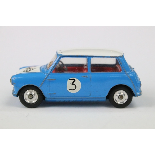 32 - Boxed Corgi 227 Morris Mini Cooper Competition Model diecast model in blue with white roof and red i... 