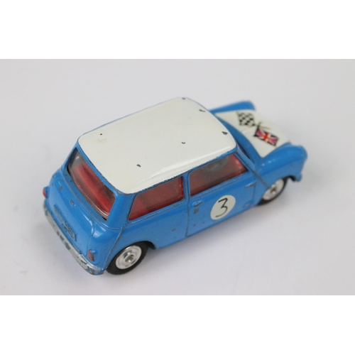 32 - Boxed Corgi 227 Morris Mini Cooper Competition Model diecast model in blue with white roof and red i... 