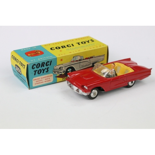 35 - Two boxed Corgi diecast models to include 215S Ford Thunderbird Open Sports in red, with driver (a f... 