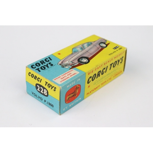 39 - Two boxed Corgi 228 Volvo P1800 diecast models in colour variants pink and red, both diecast models ... 