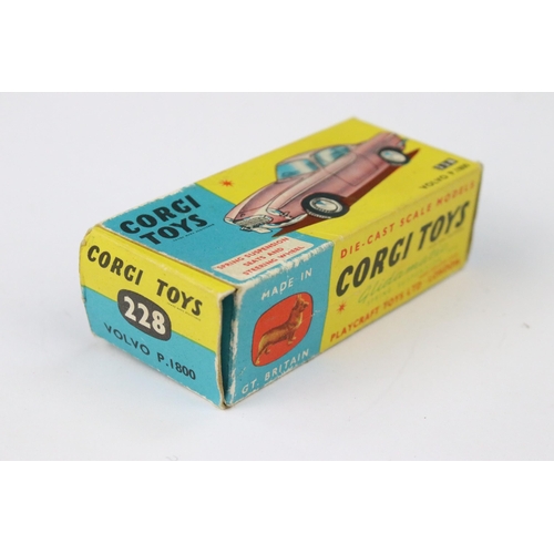 39 - Two boxed Corgi 228 Volvo P1800 diecast models in colour variants pink and red, both diecast models ... 