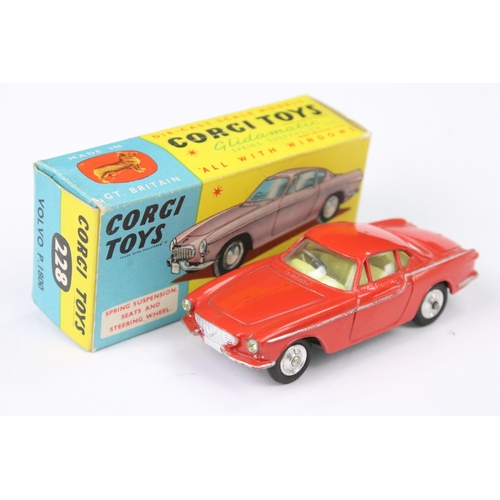 39 - Two boxed Corgi 228 Volvo P1800 diecast models in colour variants pink and red, both diecast models ... 