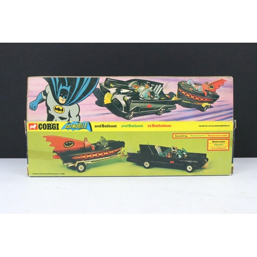 41 - Boxed Corgi 3 Batmobile and Batboat diecast model set, complete with Batman & Robin figure, 10 x mis... 