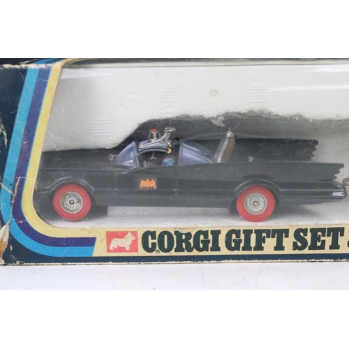 42 - Boxed Corgi Gift Set GS3 Rocket Firing Batmobile & Batboat on Trailer diecast model, with 2 x Batman... 