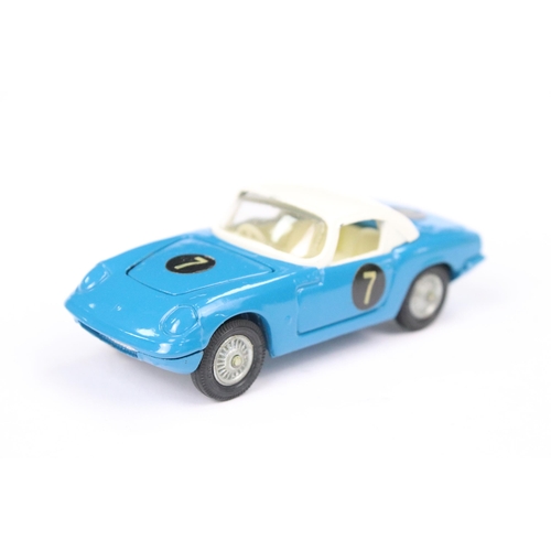 45 - Boxed Corgi 319 Lotus Elan Coupe diecast model in blue body with white roof and off white interior, ... 