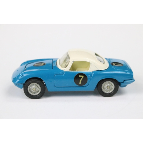 45 - Boxed Corgi 319 Lotus Elan Coupe diecast model in blue body with white roof and off white interior, ... 