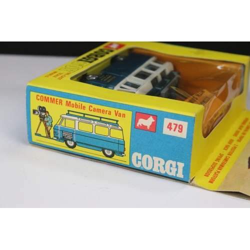 49 - Boxed Corgi 479 Commer Mobile Camera Van diecast model complete with cameraman & camera figures, die... 